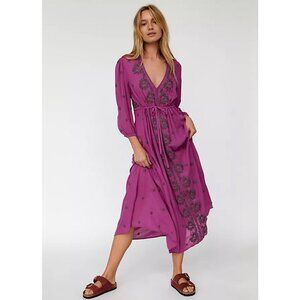 Free People Embroidered Fable Midi Dress